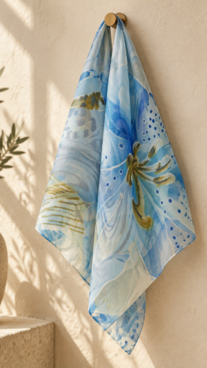 Floral blue scarf