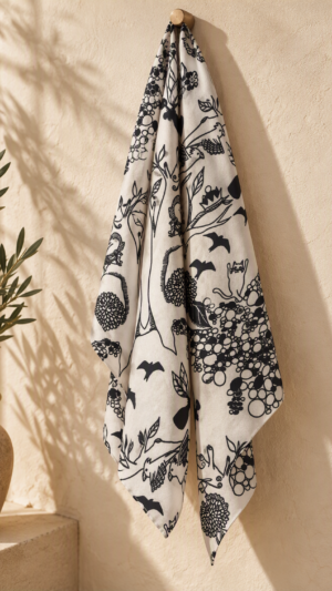 Birds black and white scarf